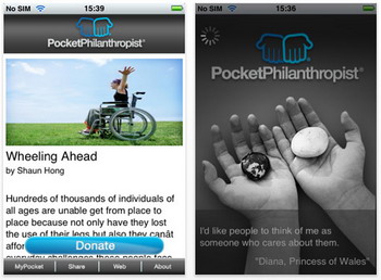PocketPhilanthropist iPhone app for charitable donations