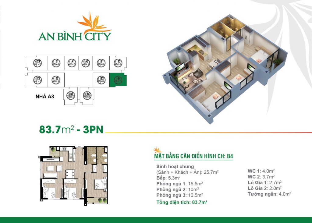 Căn hộ 83,7 m2 tại chung cư An bình City -232 Phạm Văn Đồng Căn hộ 83,7 m2 tại chung cư An bình City -232 Phạm Văn Đồng