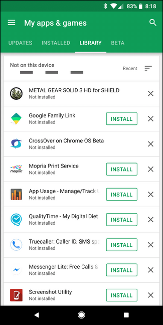 app installate sul dispositivo android attive