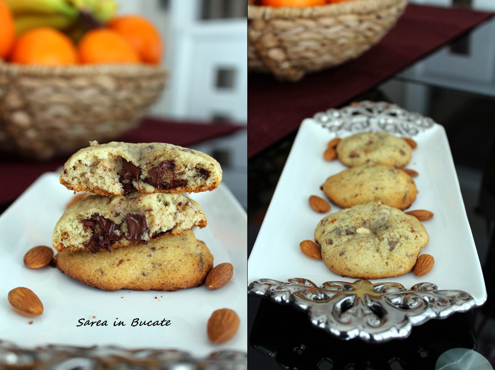 Biscuiti cu ciocolata si migdale / Almond chocolate chips cookies