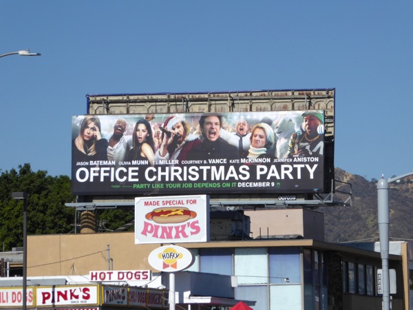 Office Christmas Party film billboard La Brea Avenue Office Christmas Party film billboard