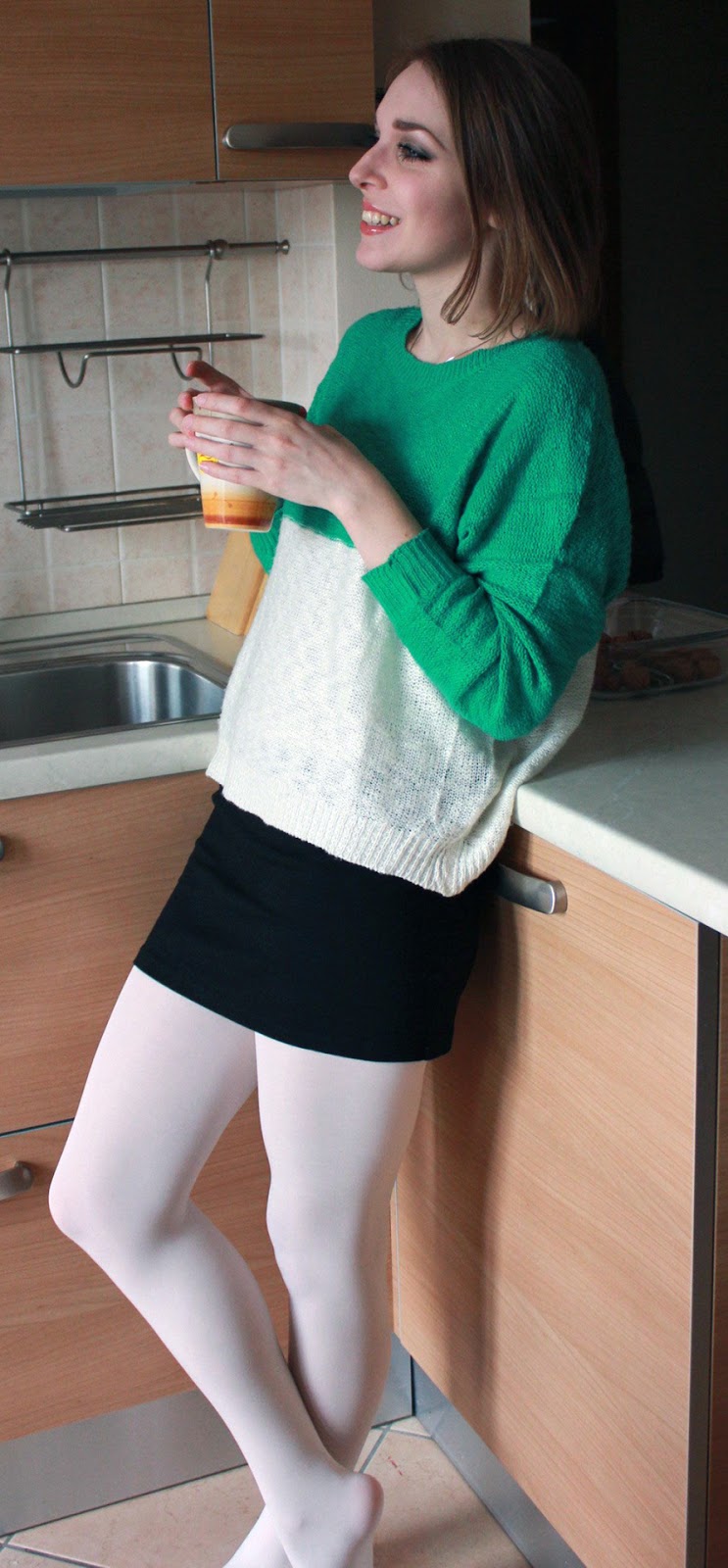 Women`s Legs and Feet in Tights Legs and Feet in White and Blue Tights 15