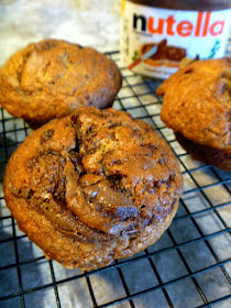 Banana Cinnamon Nutella Swirl Muffins for breakfast in bed or on the go! - Slice of Southern