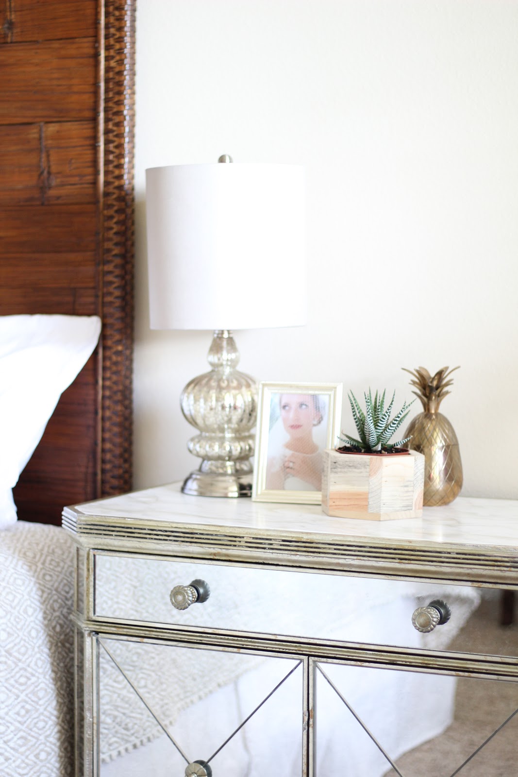 DIY Faux Marble Nightstand Top Stripes and Whimsy