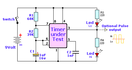 555 timer chip tester - Electronic Circuit