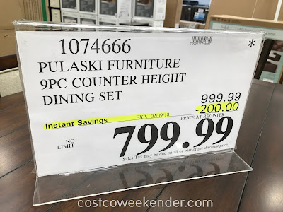 Deal for the Pulaski Furniture 9pc Counter Height Dining Set at Costco