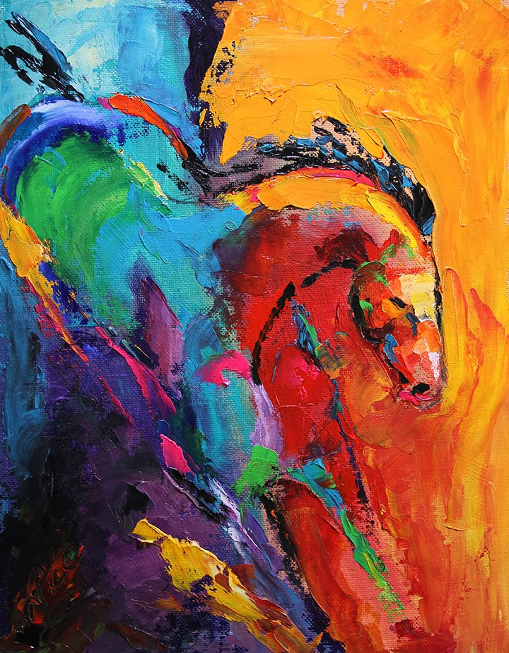 Day 5 Abstract Horse Painting by Texas Artist Laurie Pace
