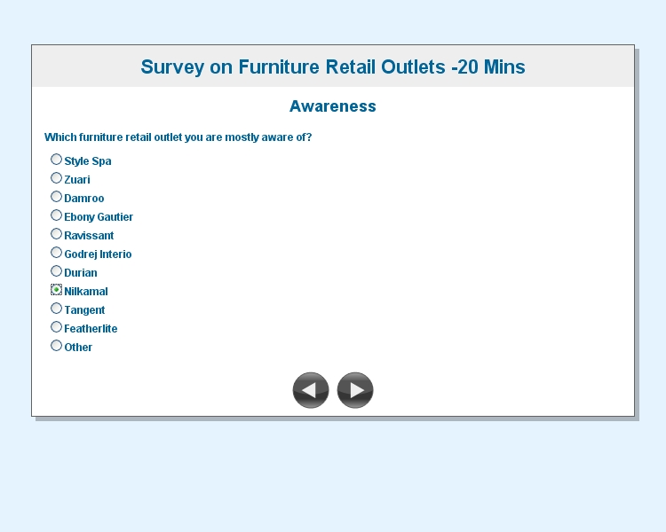 Survey Solutions Survey on Furniture Retail Outlets