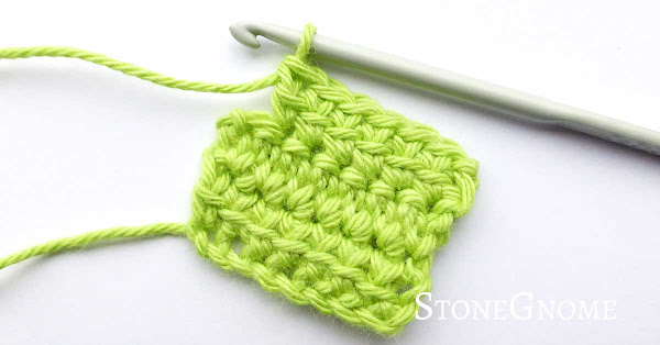 Three rows of linked double crochet stitches (LDC)