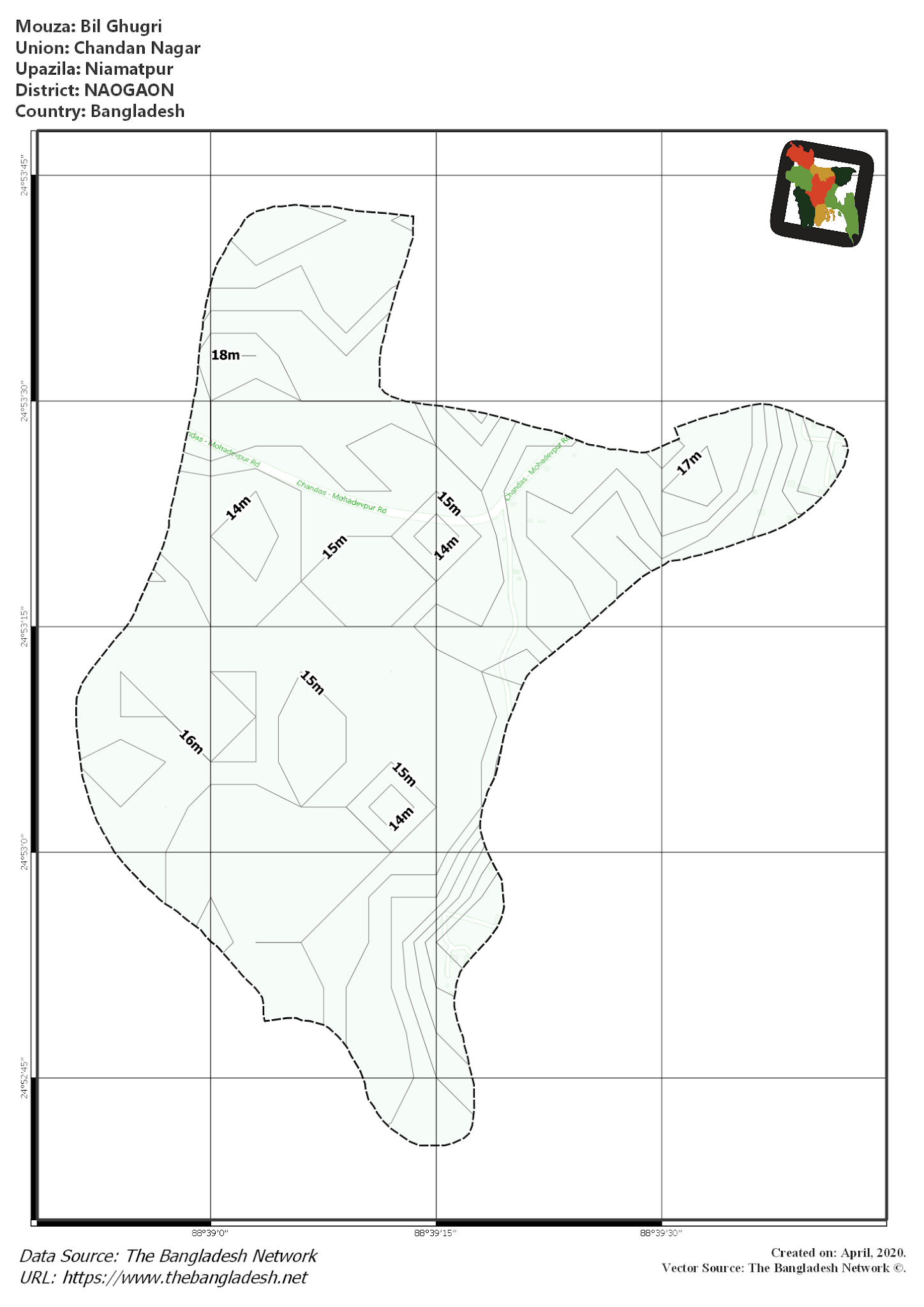 Map of Bil Ghugri Mouza of Niamatpur Upazila, NAOGAON, Bangladesh.