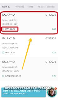 Pilih firmware Samsung