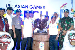 Singo Ulung Sambut Api Obor Asian Games 2018 di Bondowoso 