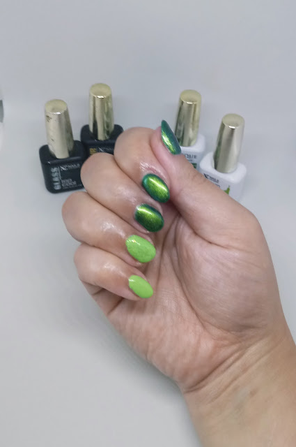  Chameleon Effect + Crystal Flakes NEON GREEN od NC NAILS COMPANY