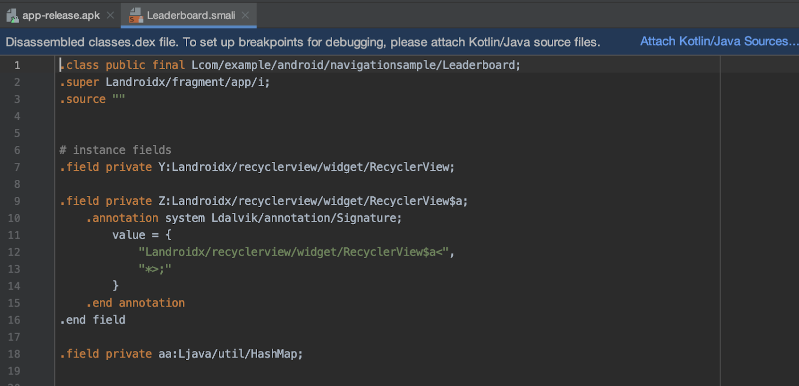 Adjuntar código fuente de Kotlin y Java a APK importados