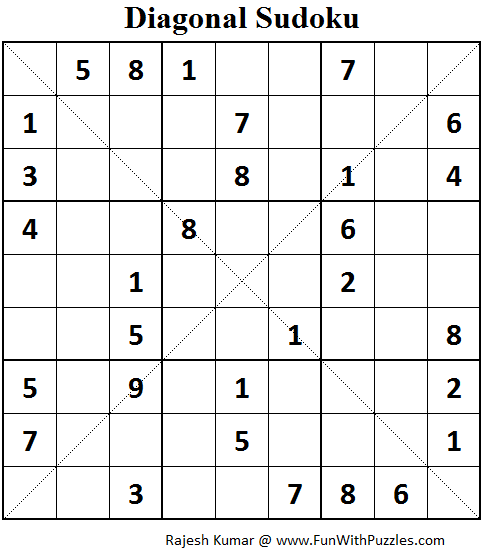 Diagonal Sudoku (Fun With Sudoku #75)