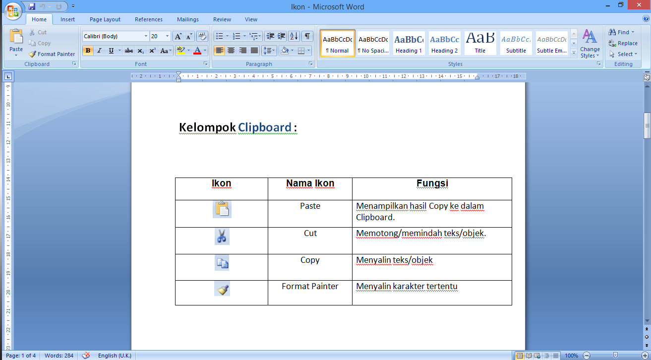 Penjelasan dari masing masing fungsi icon pada Tab Home Di Microsoft Word A_River48