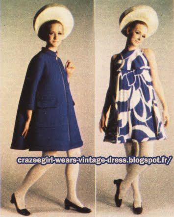 Dress and coat - Pierre Cardin - 1967 60s 1960 mod