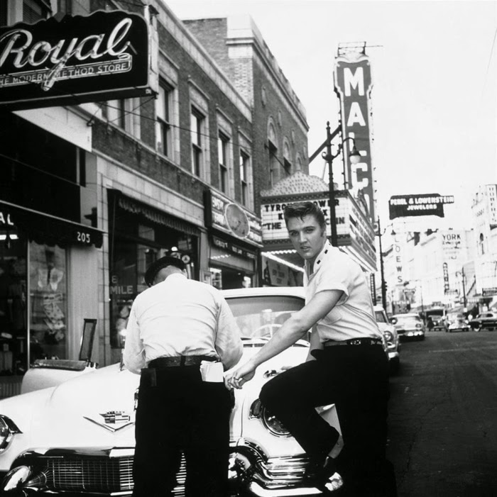 Tdclass tr caption align centermemphis 1956 elvis presley outside jims barber shop on south main street looks like hes gettin a ticket and Tdclass tr caption align centermemphis 1956 elvis presley outside jims barber shop on south main street looks like hes gettin a ticket and