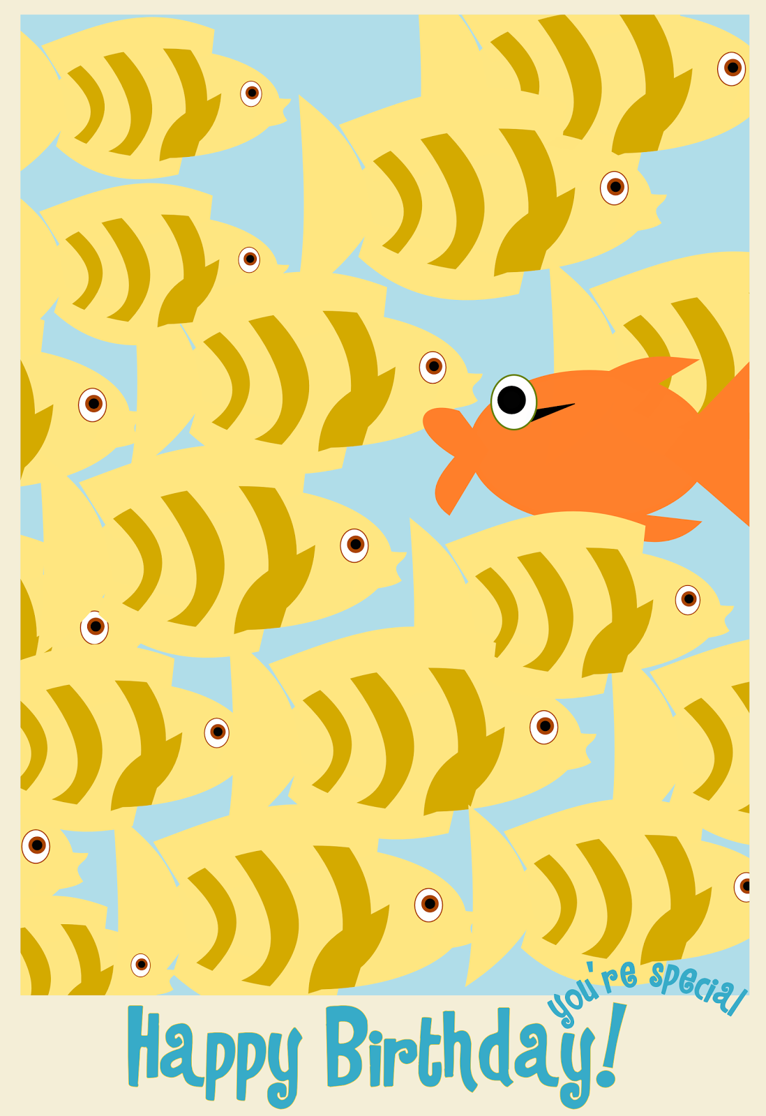 fish happy birthday card