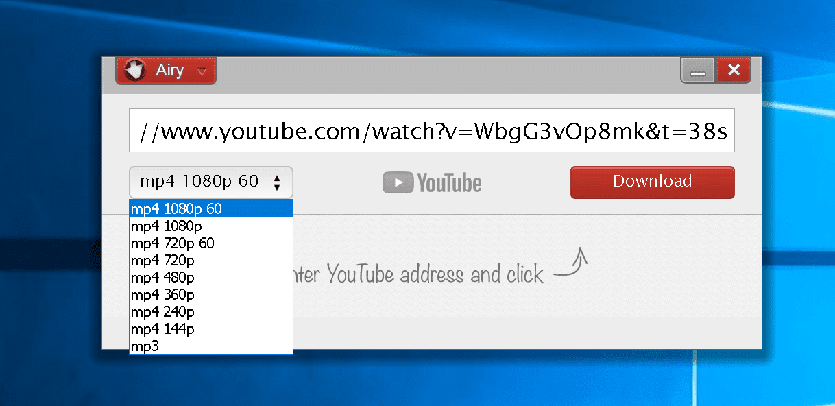 clear airy youtube downloader