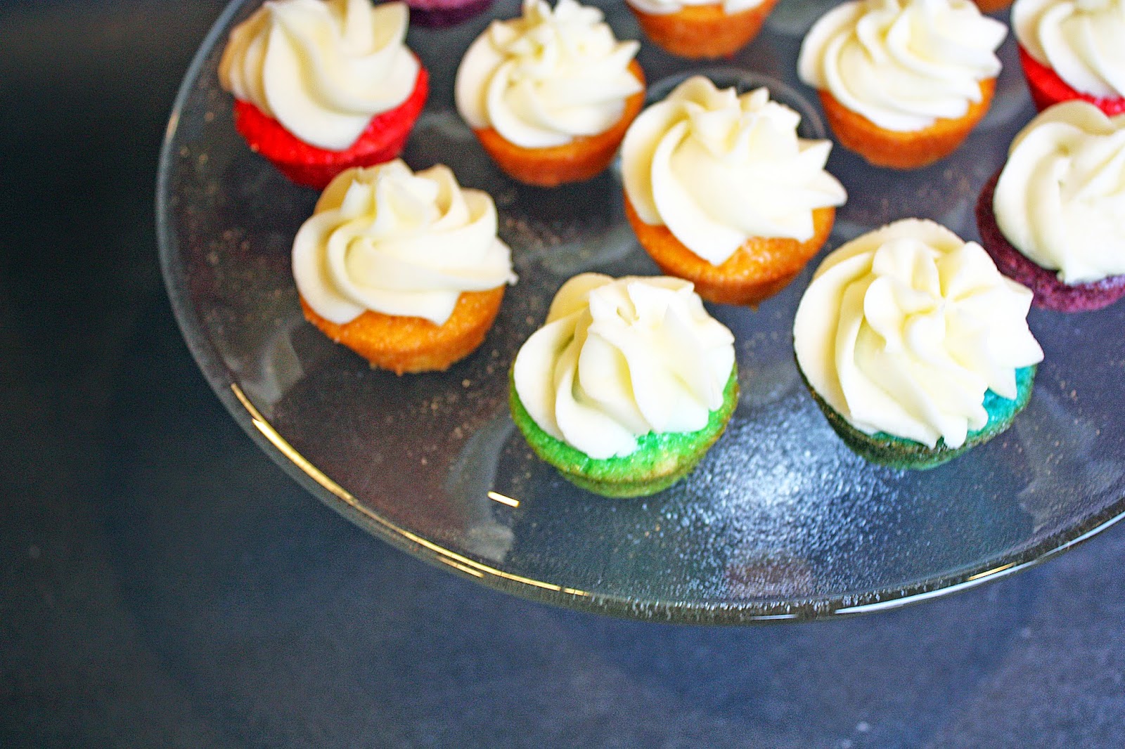 vegan rainbow mini cupcakes