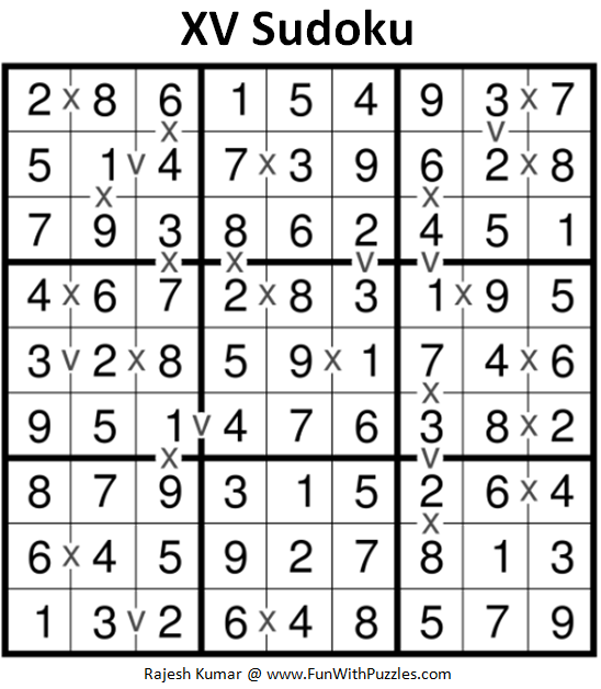 Answer of XV Sudoku (Fun With Sudoku #240) Puzzle
