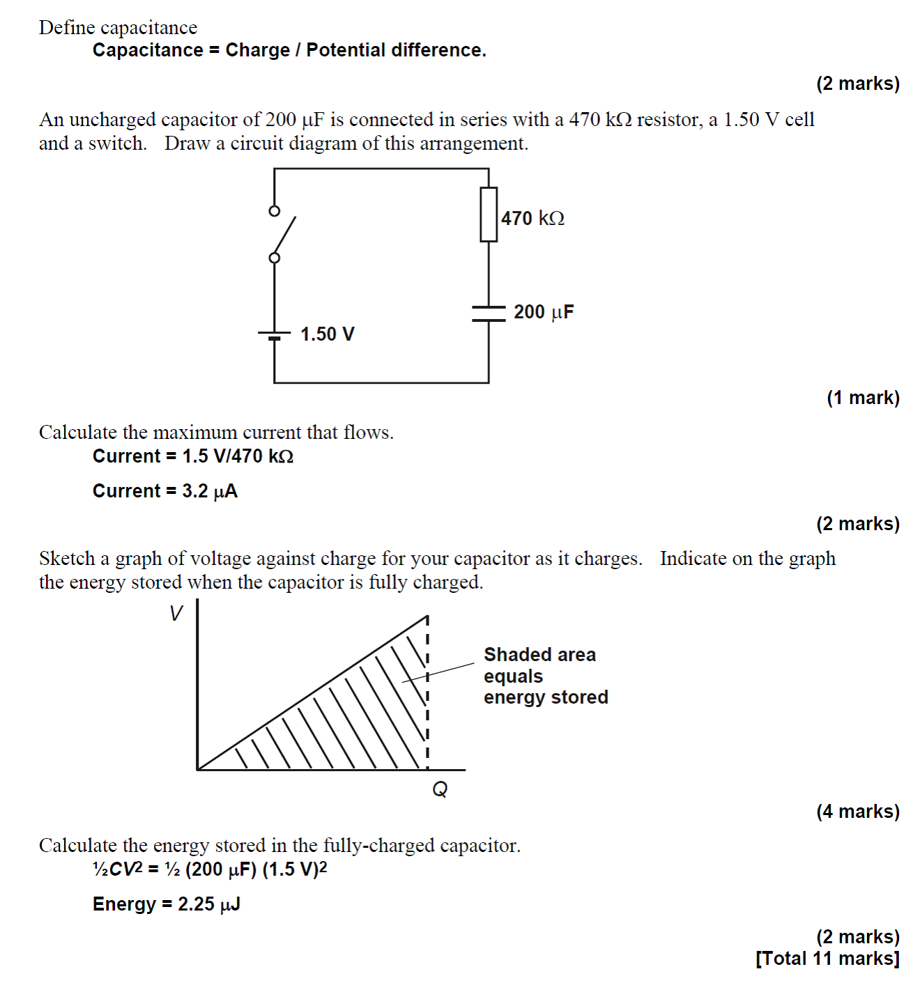 A Level Homework and Answers Capacitor questions