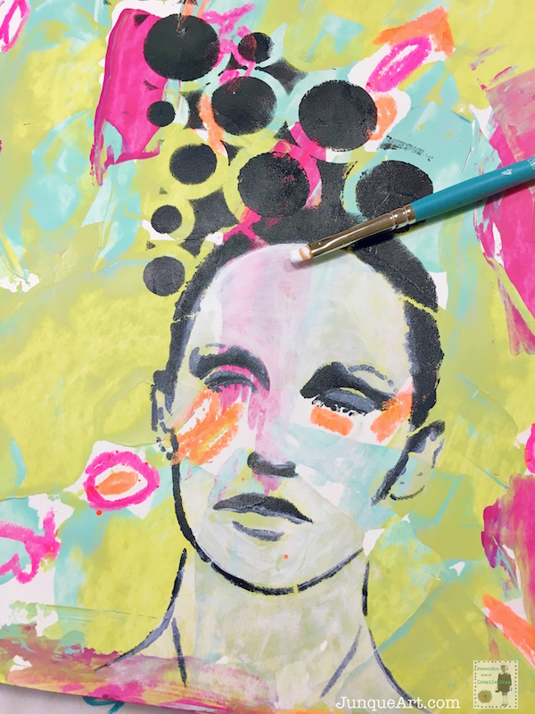 StencilGirl Talk Flowers In Her Hair, an Art Journal Page with Two