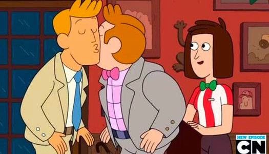 Escena de pareja gay en dibujos animados
