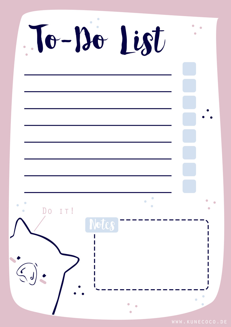 KuneCoco • kostenloses Freebie zum ausdrucken • To-Do List kostenloses Freebie zum ausdrucken: To-Do List