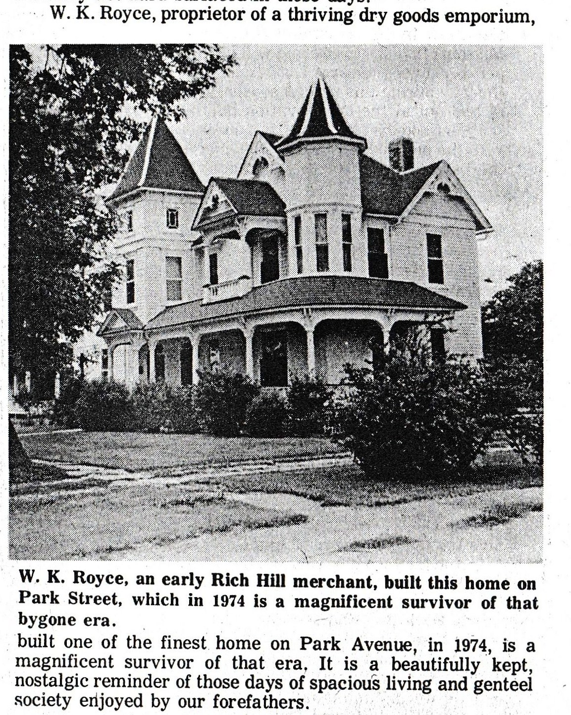 Rich Hill Missouri History Big House on Park Street,