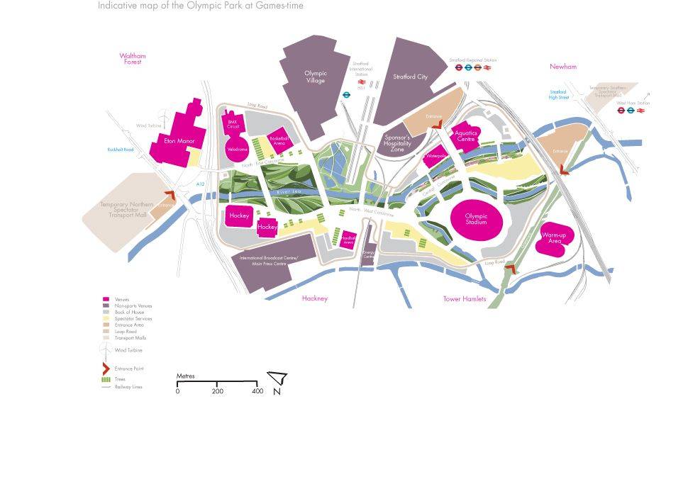 CITY PEAK 2012 OLYMPICS SITE LONDON UK Olympic Park Map 