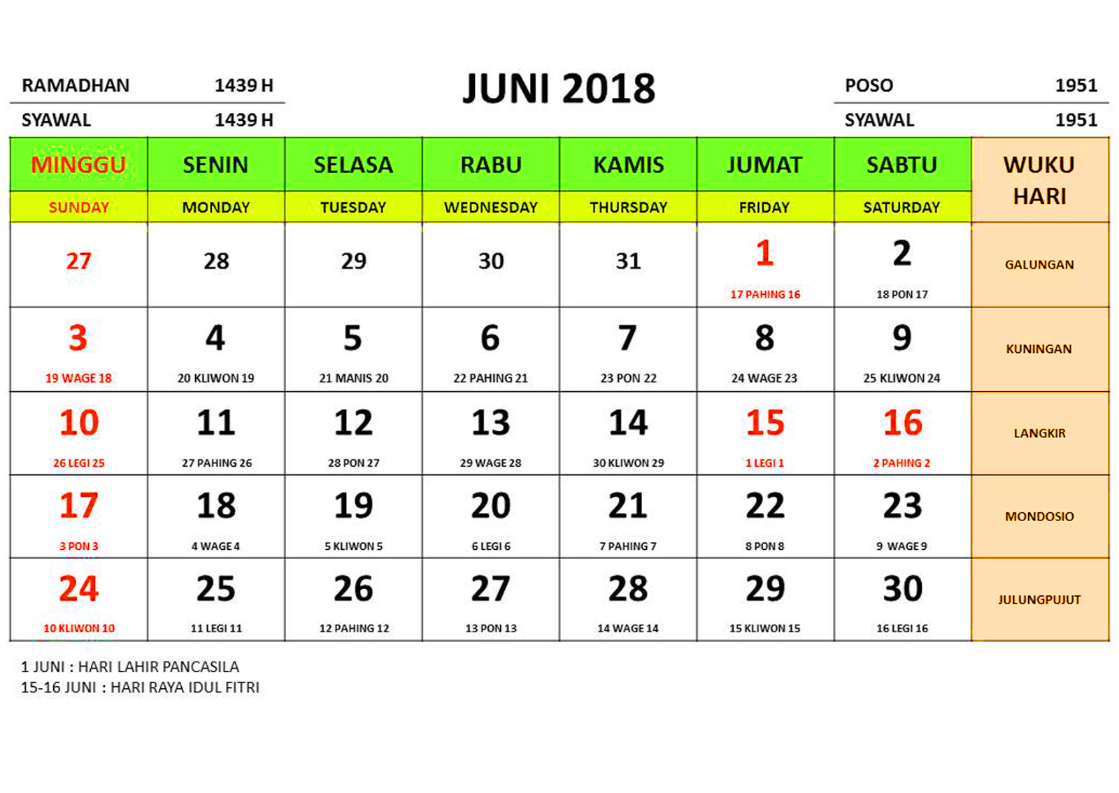 Kalender tahun 2018 masehi islam jawa dan libur nasional 