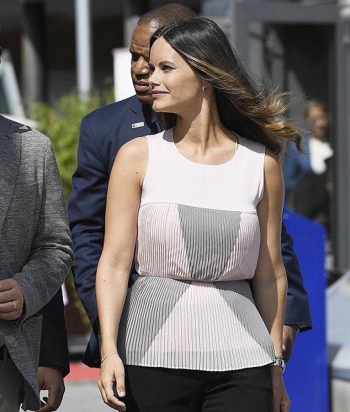 Princess Sofia attends the Industry Day meeting Princess Sofia Hellqvist at Industry Day, Project Playground, Gränslösa Möten in Båstad. Sofia Hellqvist wore dress, top, shoes