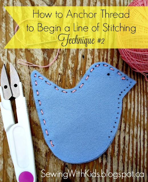 Sewing with Kids How to Anchor Thread and Begin a Line of Stitching