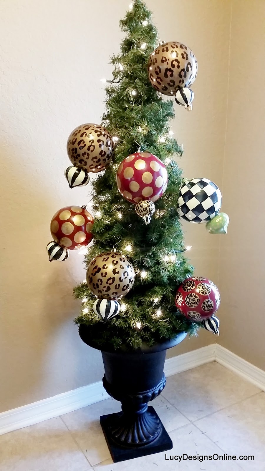 Hand Painted Christmas Ornaments Black And White Checks Stripes Hand Painted Christmas Ornaments Black And White Checks Stripes Animal Print Large Whimisical