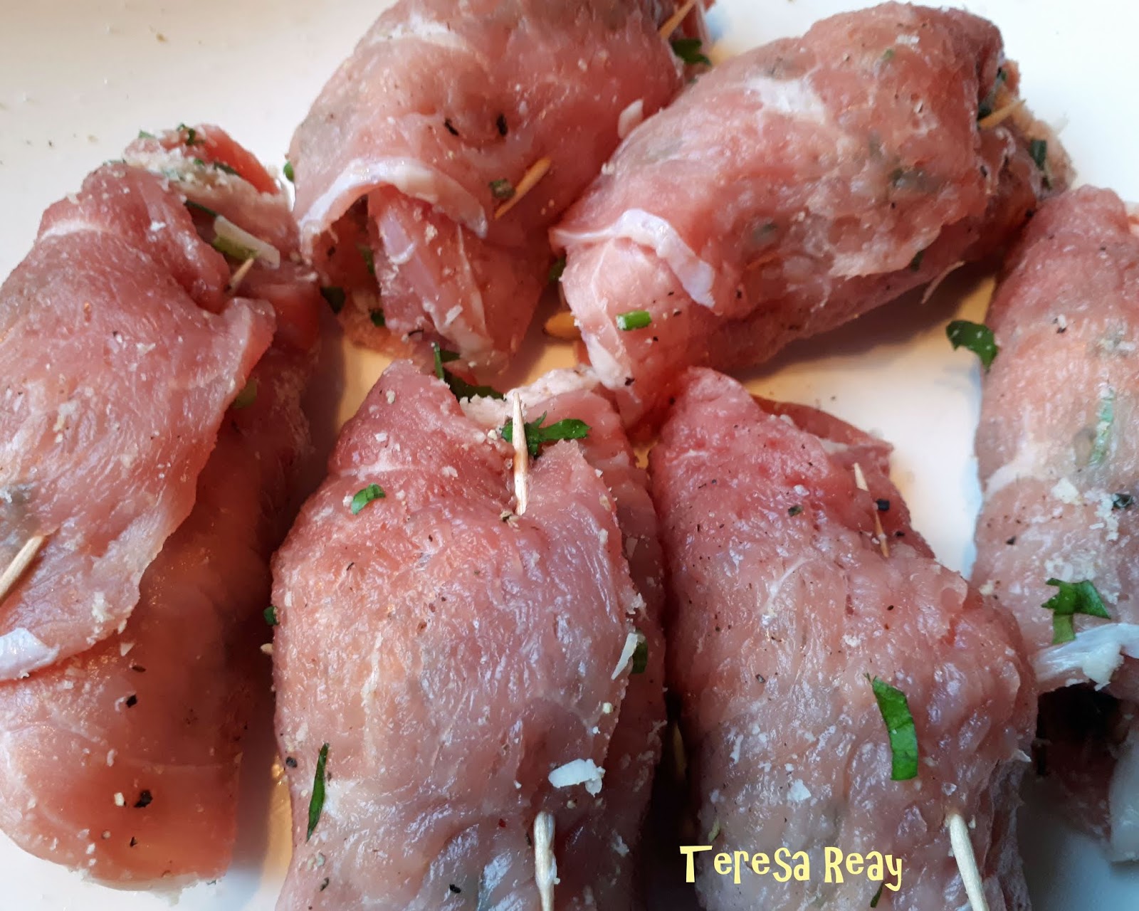 SICILIAN VEAL INVOLTINI WITH HERBED RISONI, ROAST TOMATO AND OREGANO SAUCE