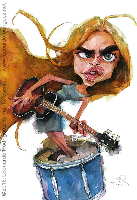 Cara Delevigne playing guitar