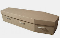 cardboard coffin with optional rope handles