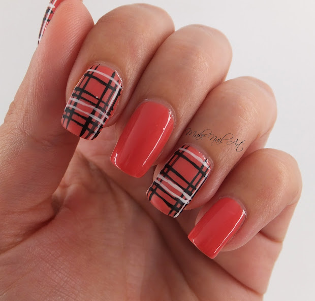 make nail art easy autumn plaid