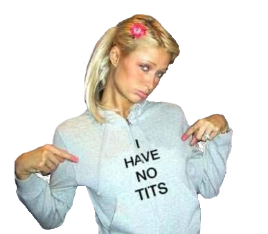 Paris Hilton I HAVE NO TITS sweater.  PYGEAR.COM