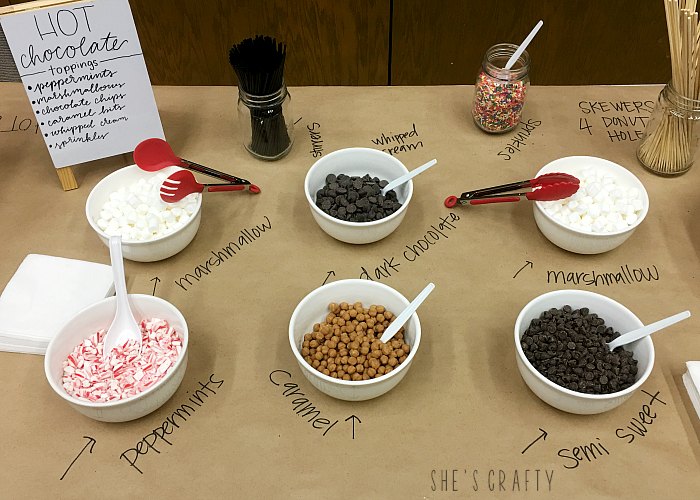 Hot Chocolate bar to serve to a large crowd - toppings for a hot chocolate bar