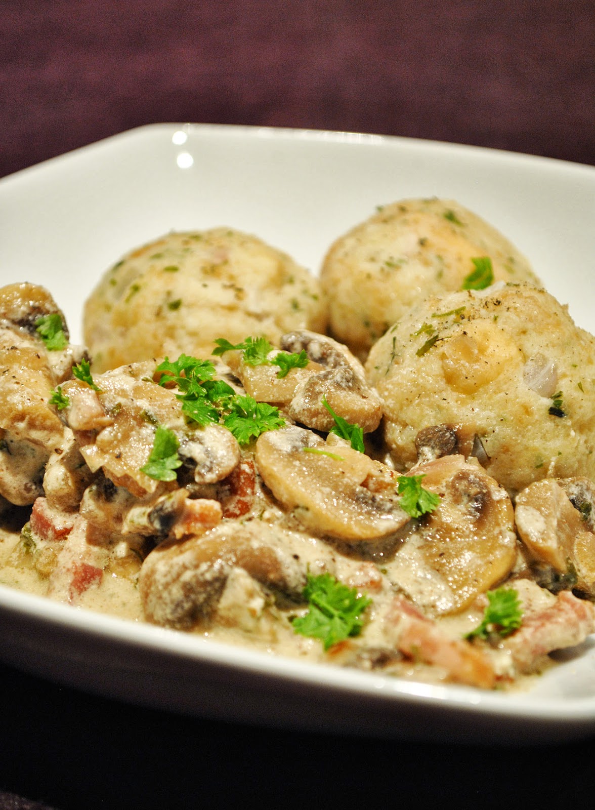 Küchenzaubereien: Champignon-Pfanne mit Speckstreifen &amp; kleinen ...