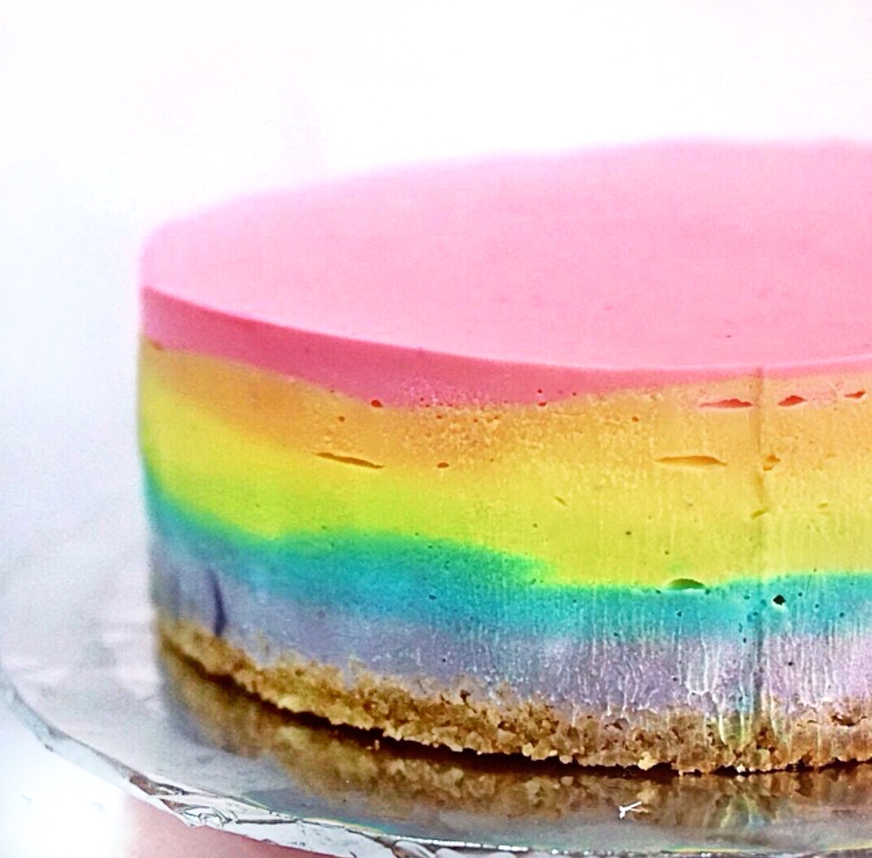 no Bake Rainbow Cheesecake
