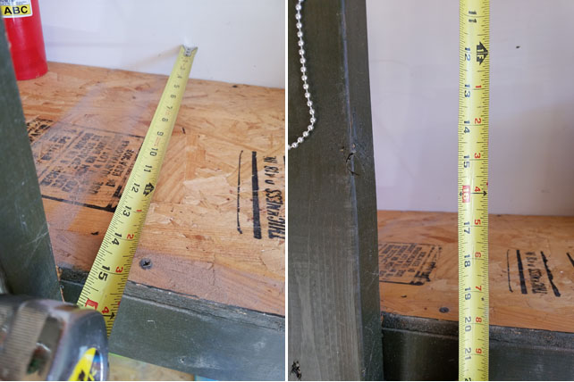 Measuring tape across shelf