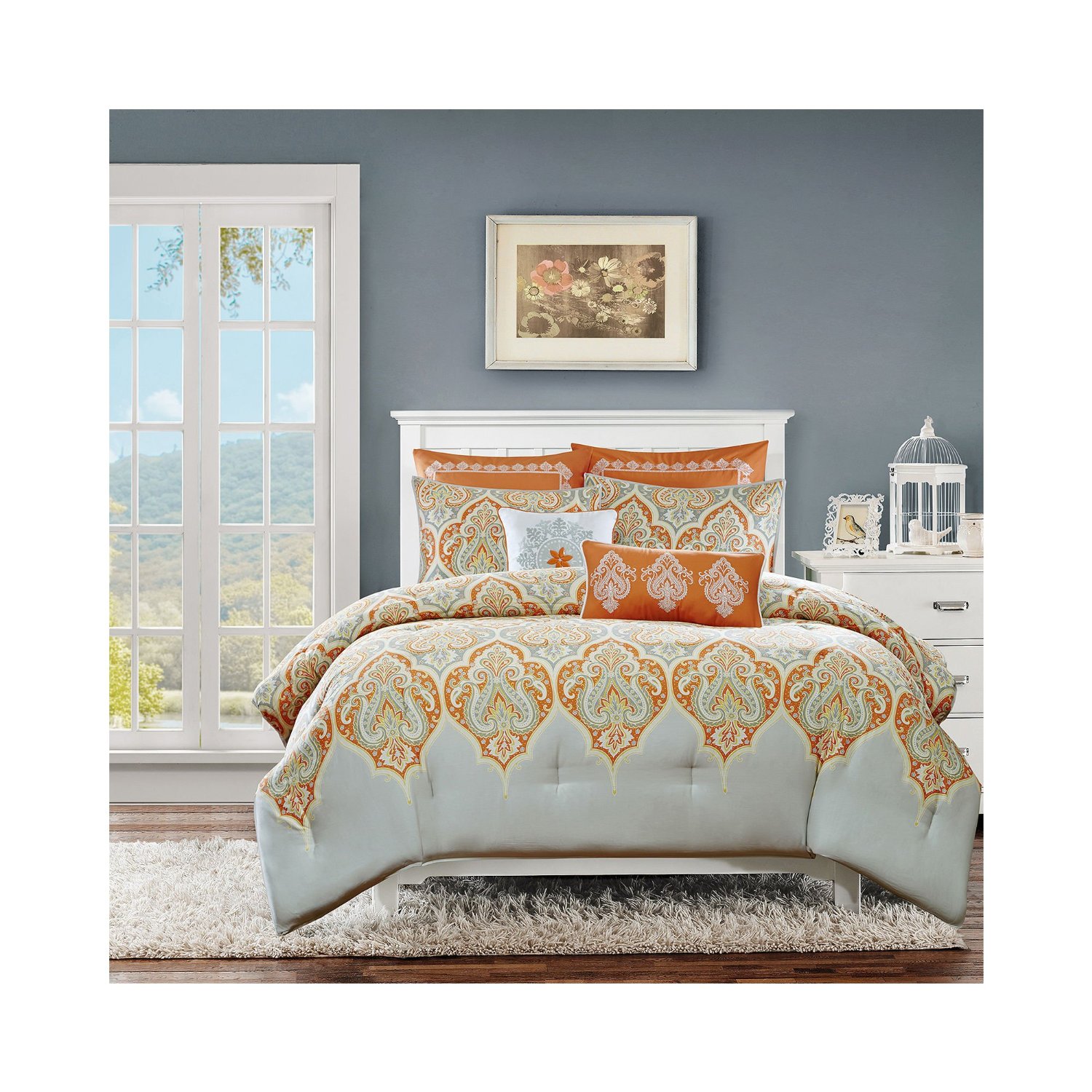 Orange and Grey Bedding Sets