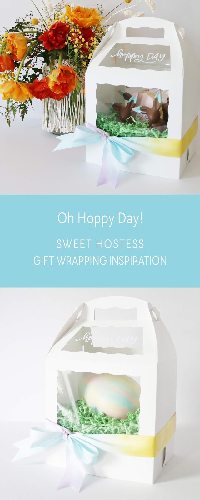 Oh hoppy day! Sweet hostess gift wrapping inspiration using cake pop boxes and hand lettering | Creative Bag