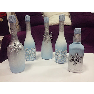 K'Mich Weddings - wedding planning - wedding frosted bottles with ornaments