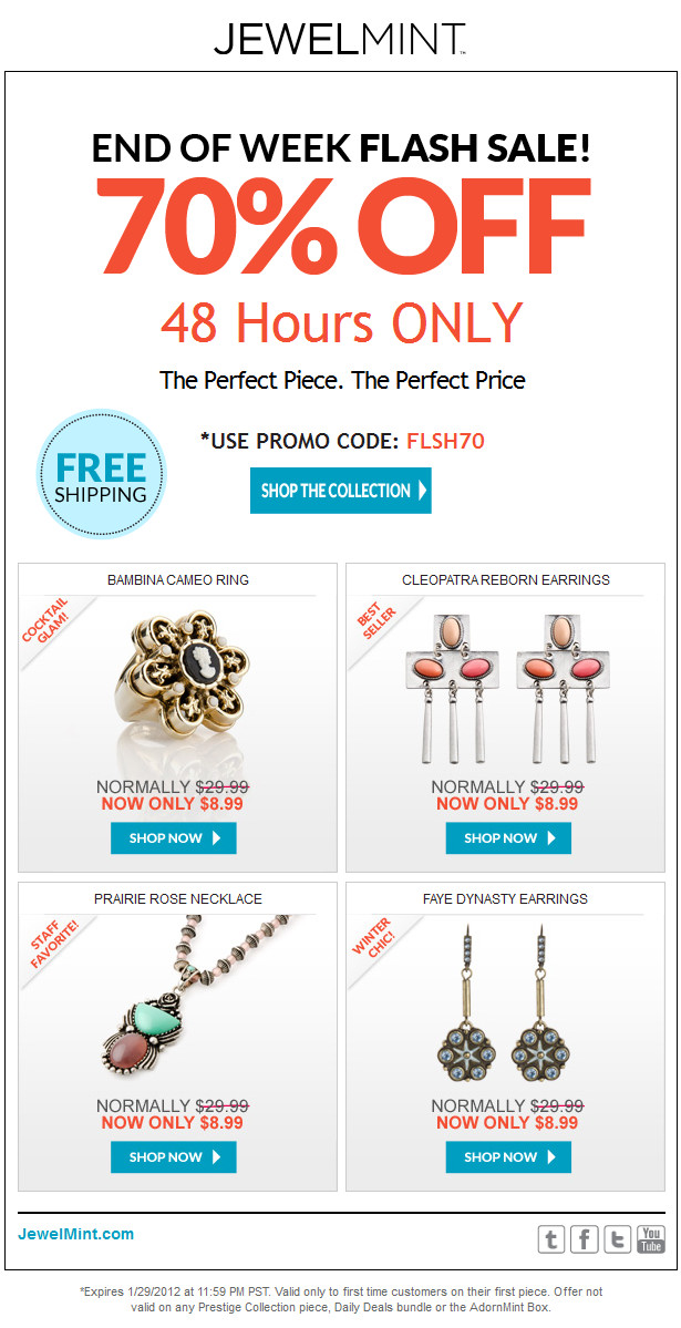 Jewels+Mints 6070 OFF Any Piece of Your Choice New Member Promo Codes