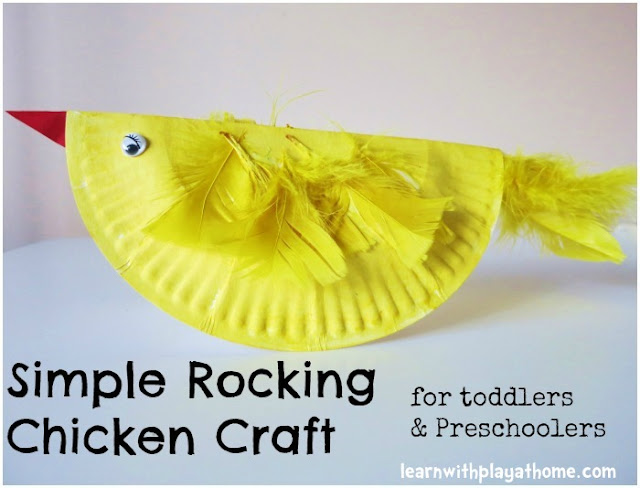 Easter craft, craft for kids, simple craft, paper plate craft, rocking chicken, chicken craft